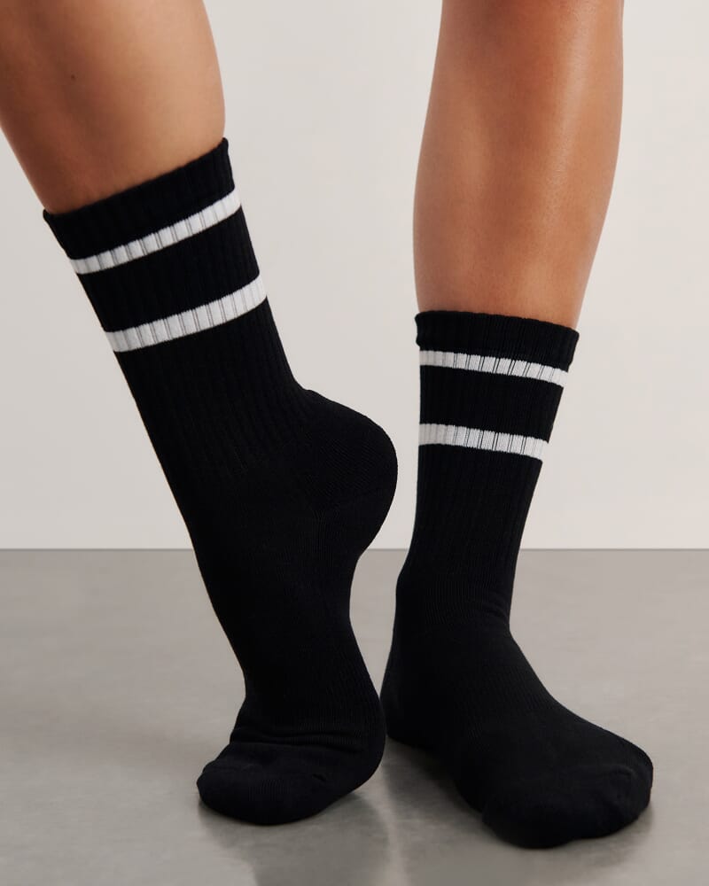 Jag Embroidered Sport Sock in BLACK/WHITE