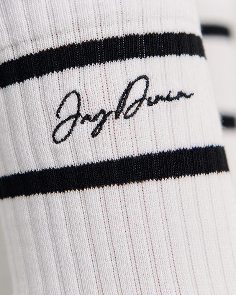 Jag Embroidered Sport Sock in WHITE/BLACK