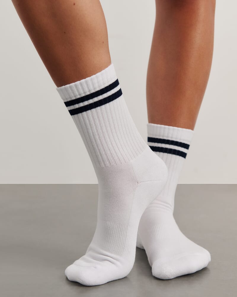Jag Embroidered Sport Sock in WHITE/INK