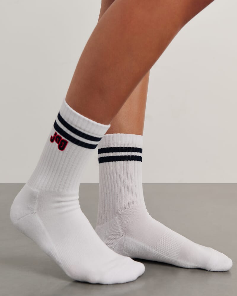 Jag Embroidered Sport Sock in WHITE/INK
