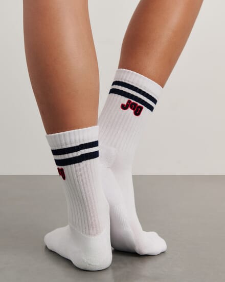 Jag Embroidered Sport Sock in WHITE/INK