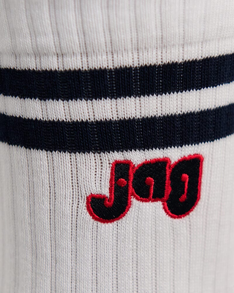 Jag Embroidered Sport Sock in WHITE/INK