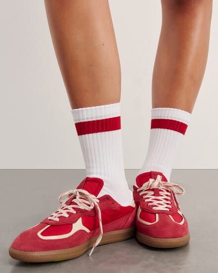 Jag Embroidered Sport Sock in WHITE/RED