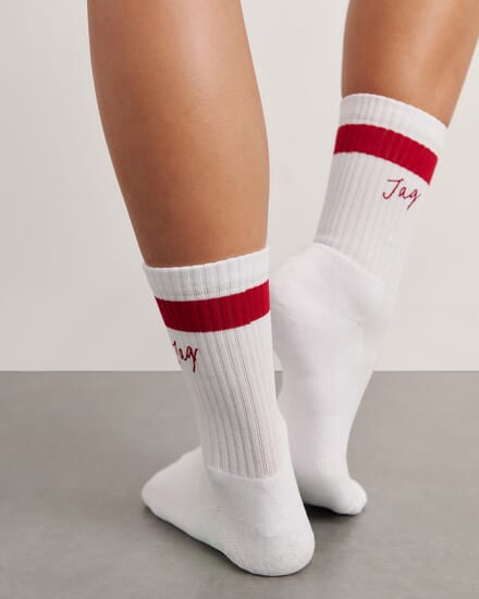Jag Embroidered Sport Sock in WHITE/RED
