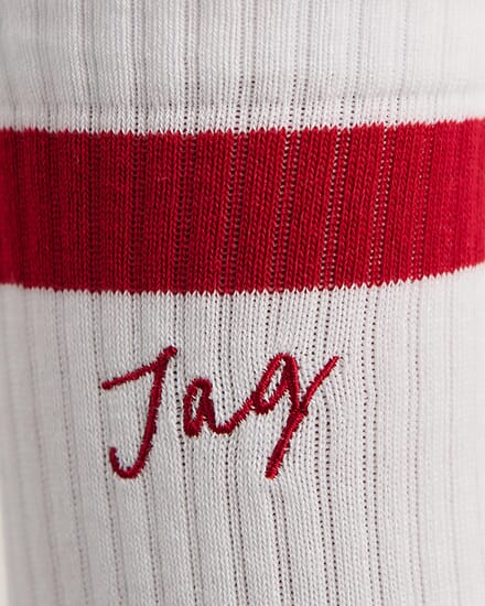 Jag Embroidered Sport Sock in WHITE/RED