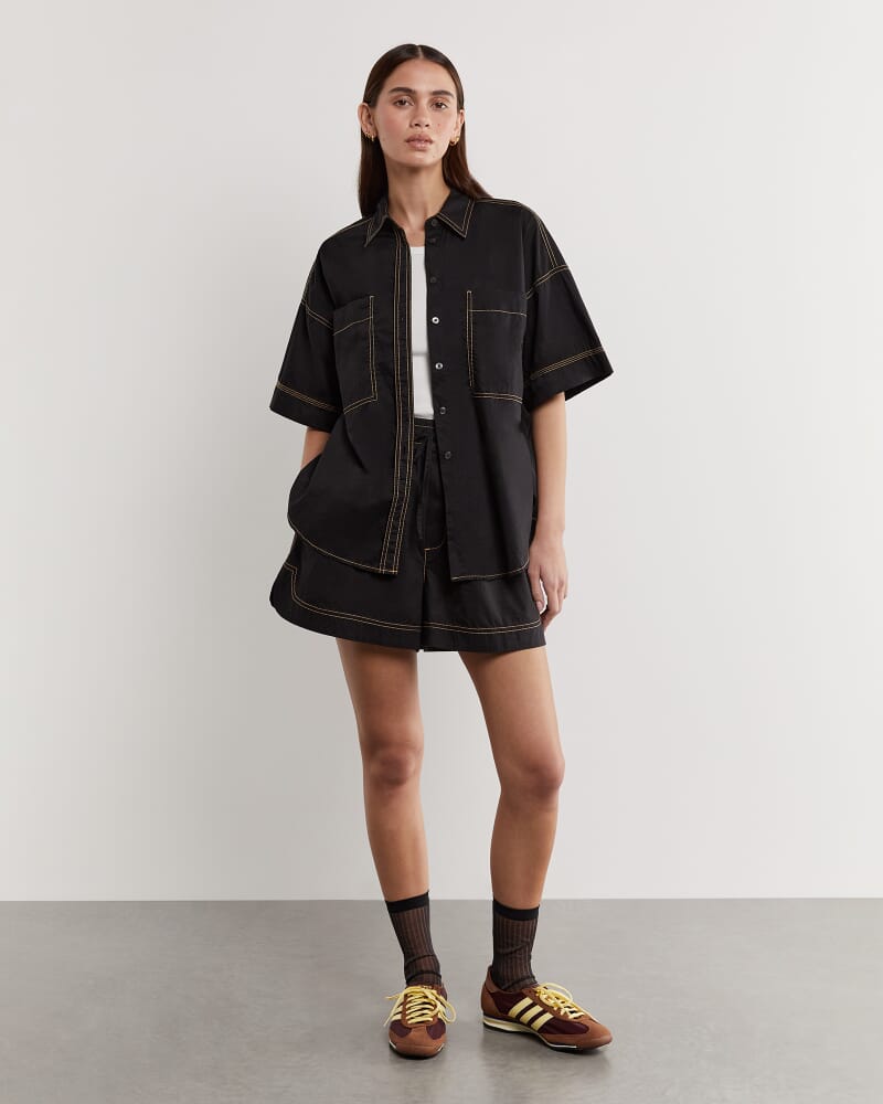 Eden Cotton Relaxed Shirt in BLACK