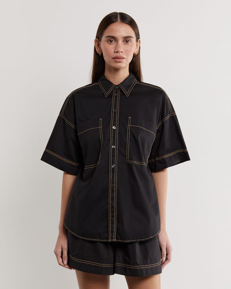 Eden Cotton Relaxed Shirt in BLACK