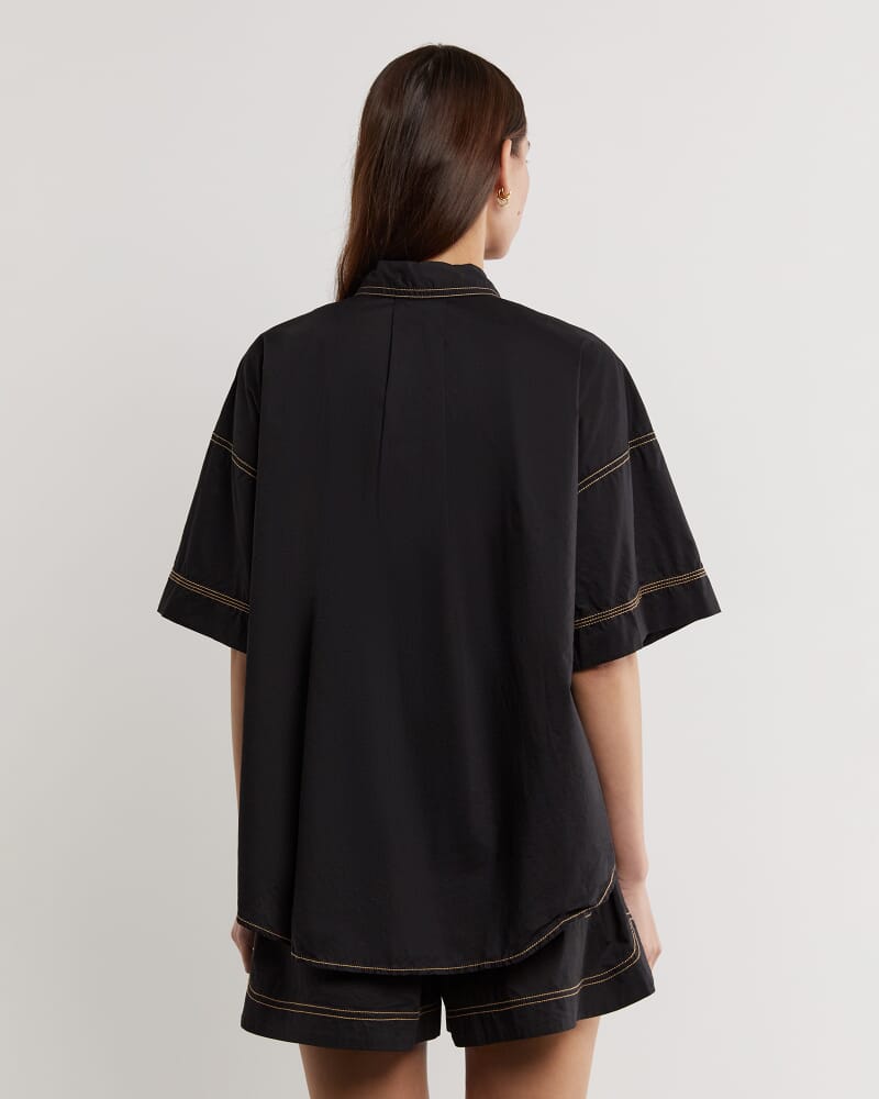 Eden Cotton Relaxed Shirt in BLACK