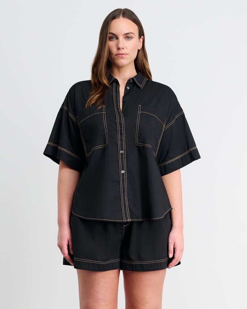 Eden Cotton Relaxed Shirt in BLACK