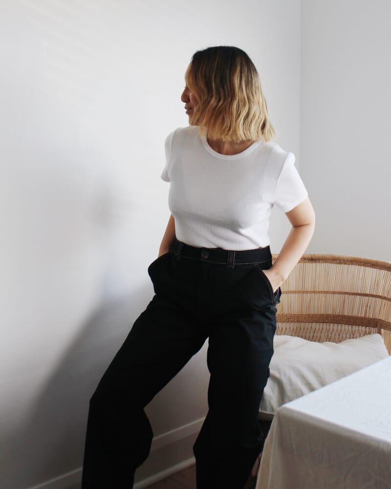 Celina Cotton Crew Neck Tee in WHITE