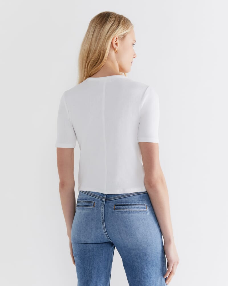 Celina Cotton Crew Neck Tee in WHITE