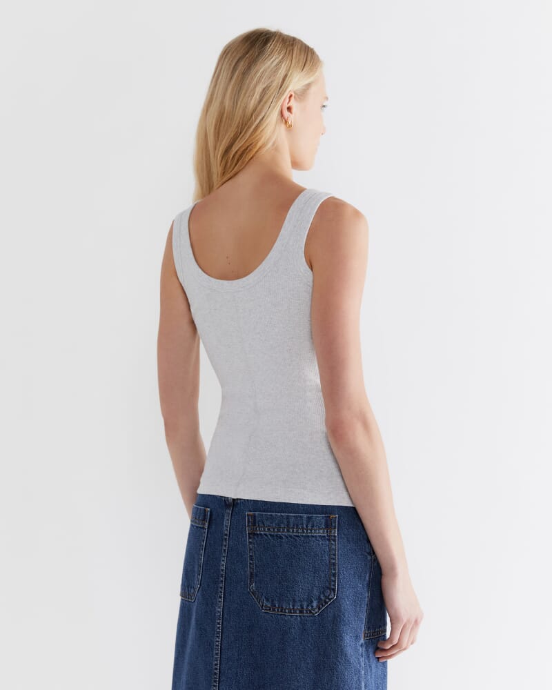 Celina Cotton Rib Crew Tank in GREY MARLE