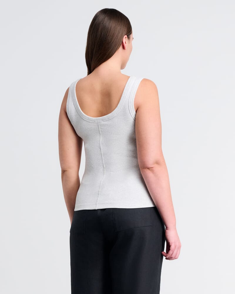 Celina Cotton Rib Crew Tank in GREY MARLE
