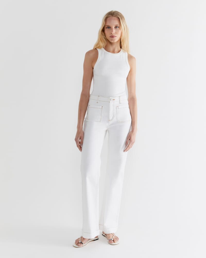 Harlowe Cotton Rib Tank in WHITE