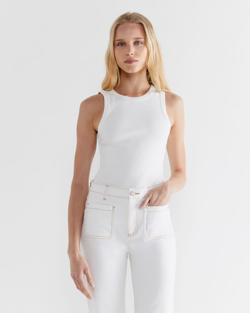 Harlowe Cotton Rib Tank in WHITE