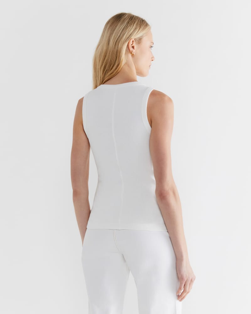Harlowe Cotton Rib Tank in WHITE