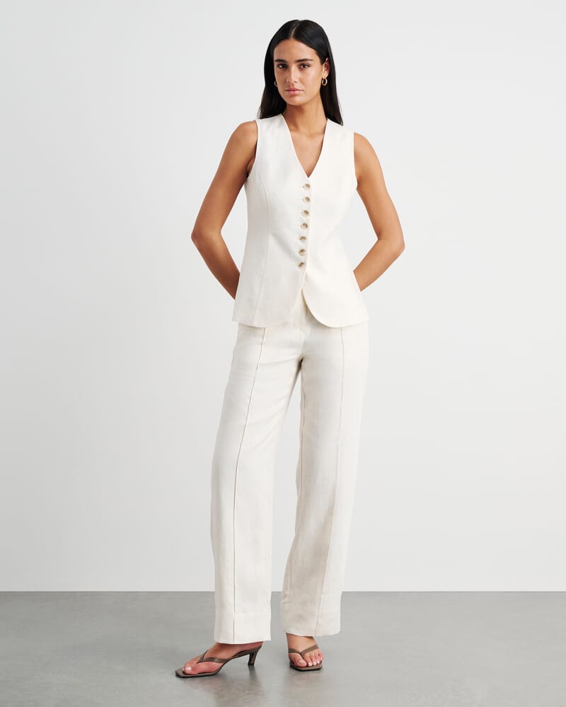 Kayla Linen Vest in MILK