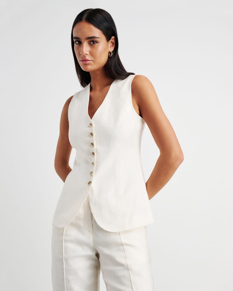Kayla Linen Vest in MILK