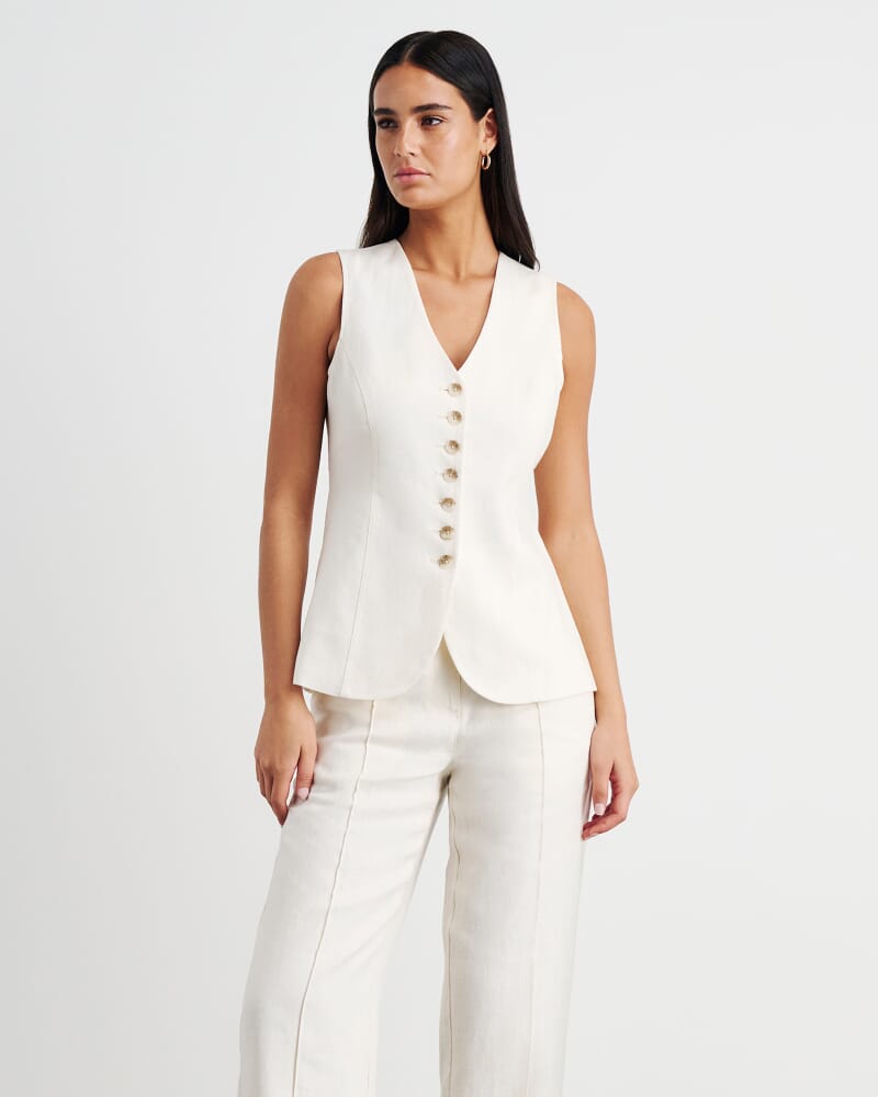 Kayla Linen Vest in MILK
