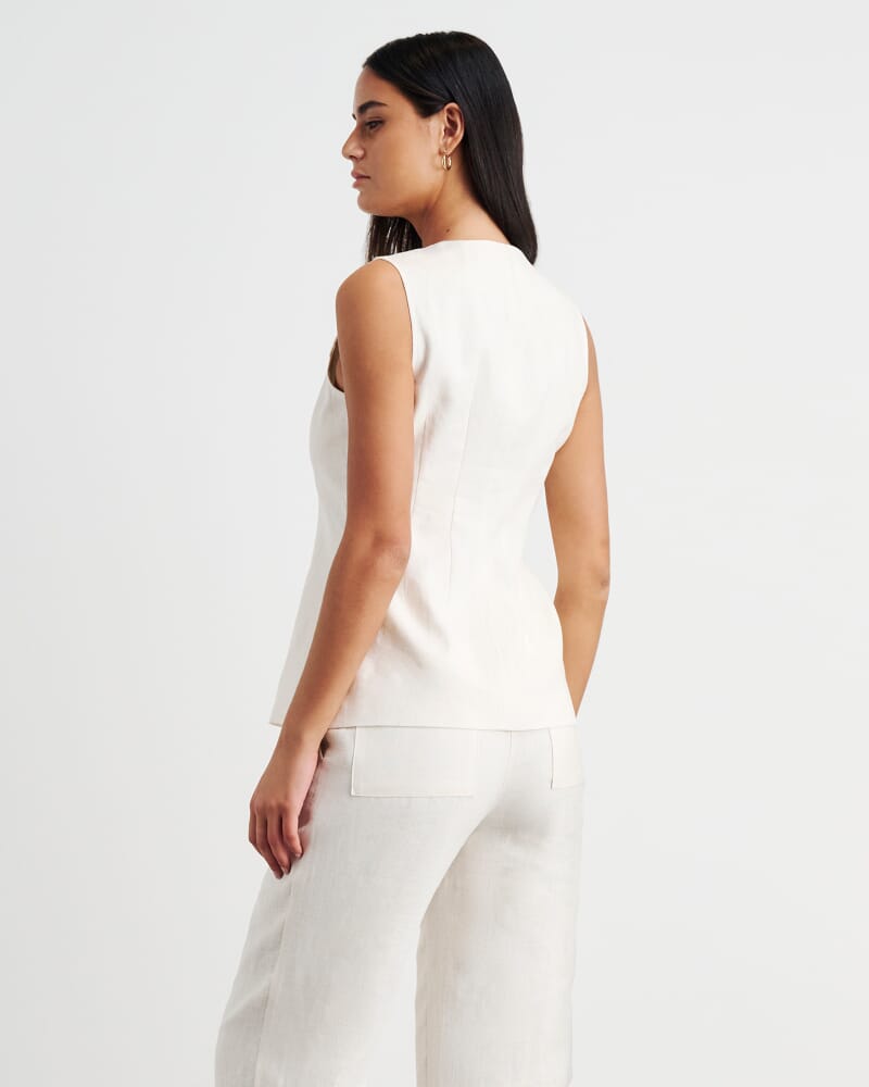 Kayla Linen Vest in MILK