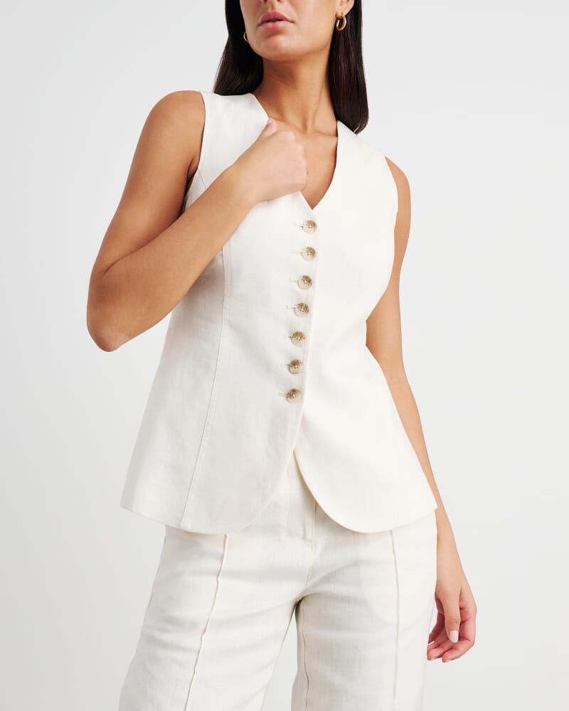 Kayla Linen Vest in MILK