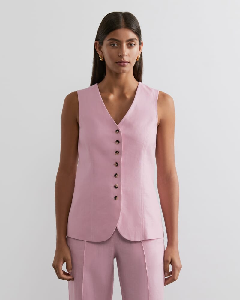 Kayla Linen Vest in PINK