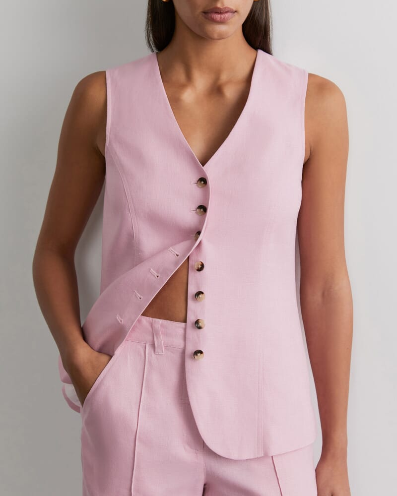 Kayla Linen Vest in PINK