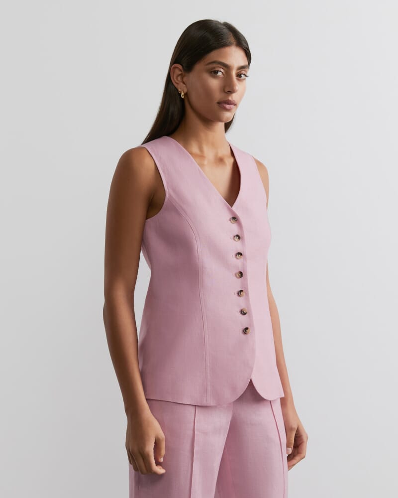 Kayla Linen Vest in PINK