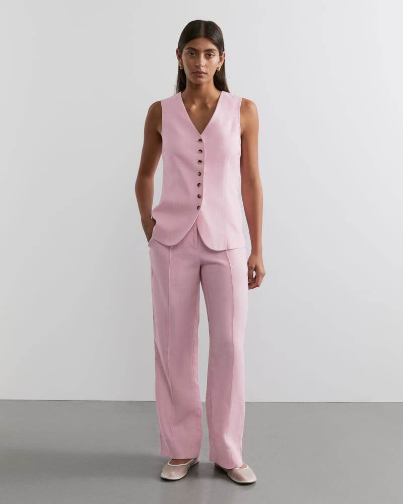 Kayla Linen Vest in PINK
