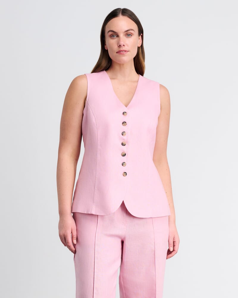 Kayla Linen Vest in PINK