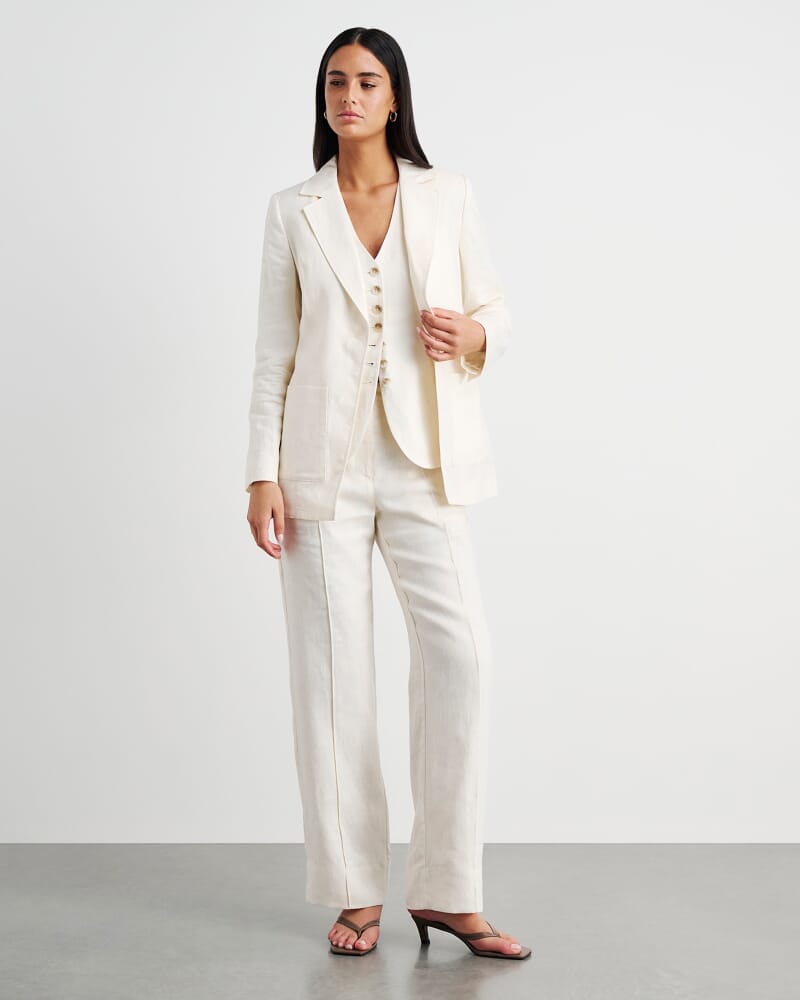 Kayla Linen Blazer in MILK