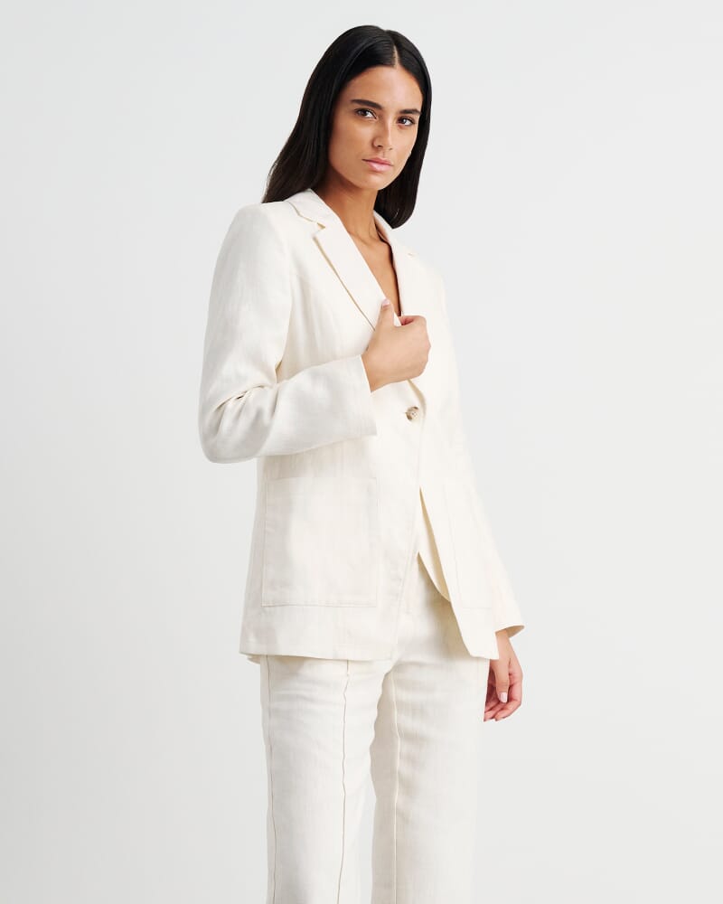Kayla Linen Blazer in MILK