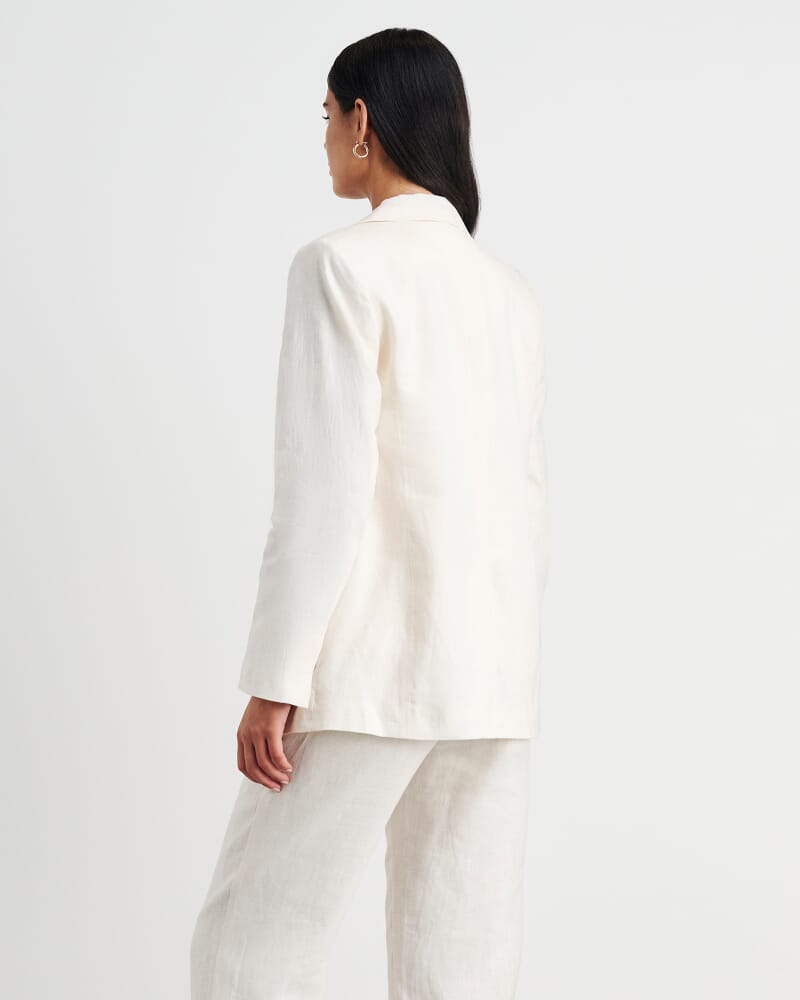 Kayla Linen Blazer in MILK