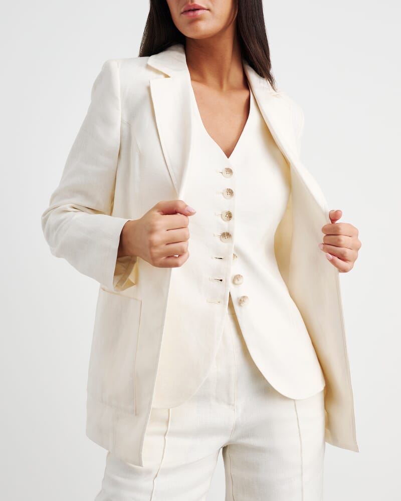 Kayla Linen Blazer in MILK