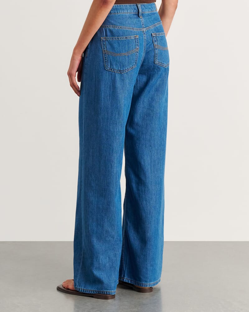 Loe Mid Rise Straight Jean in BLUE VINTAGE