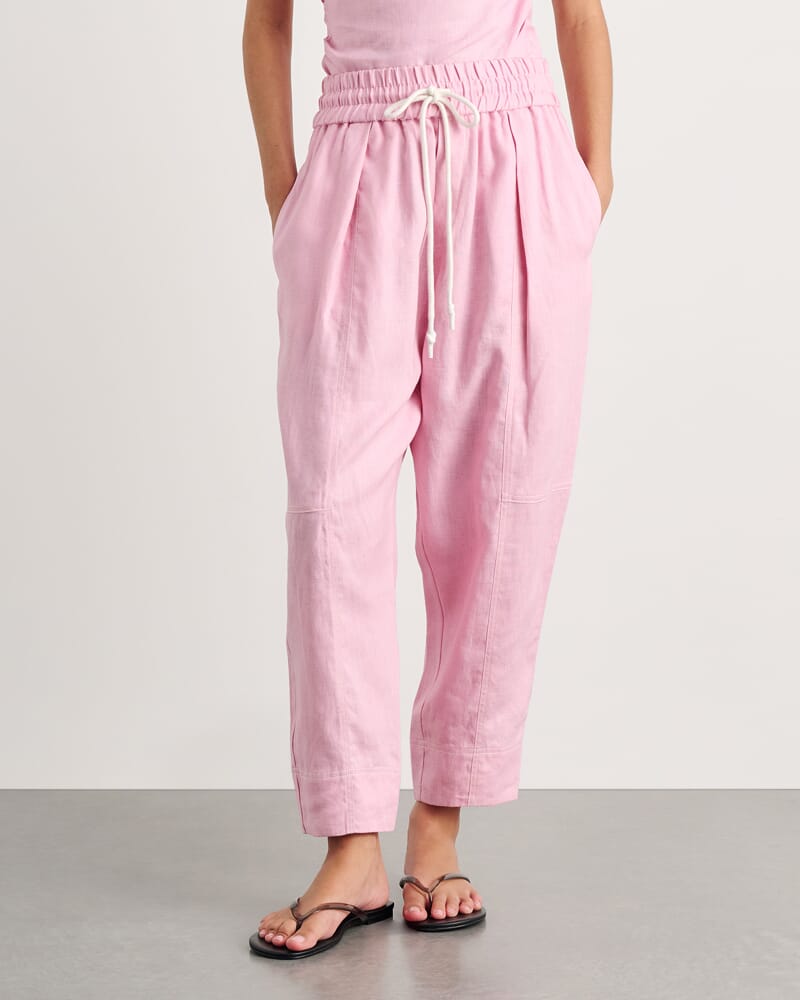 Sabine Linen Pull On Pant in DUSTY PINK