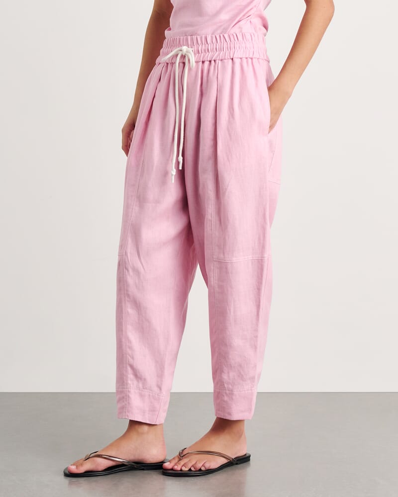 Sabine Linen Pull On Pant in DUSTY PINK