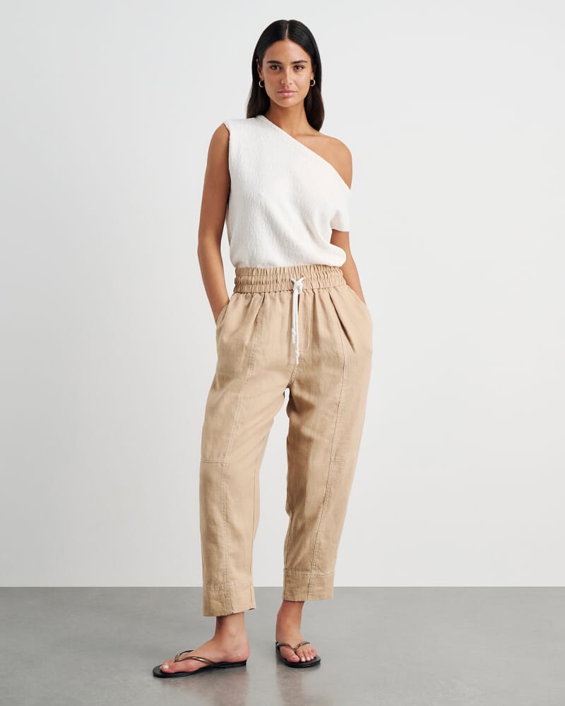 Sabine Linen Pull On Pant in SAND