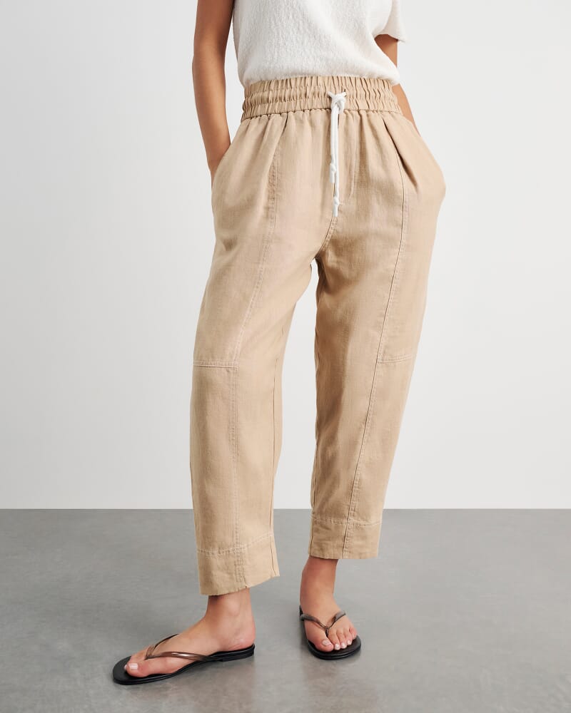 Sabine Linen Pull On Pant in SAND