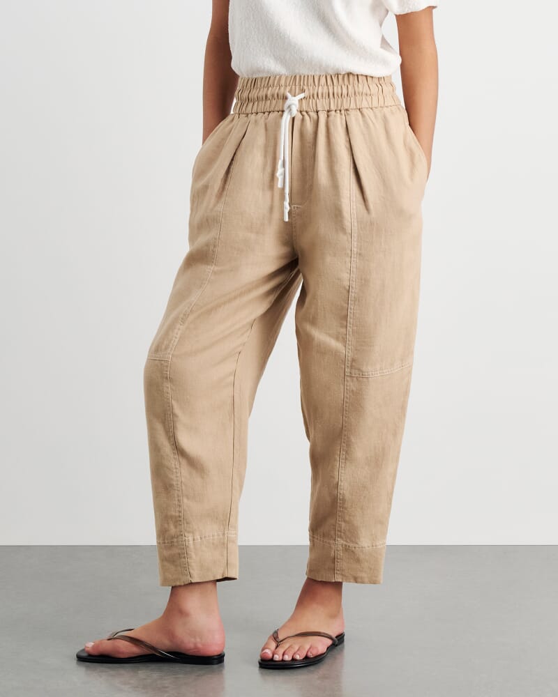 Sabine Linen Pull On Pant in SAND