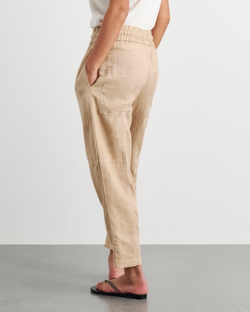 Sabine Linen Pull On Pant in SAND