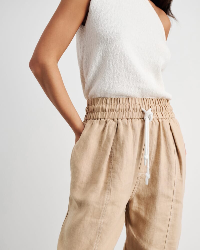 Sabine Linen Pull On Pant in SAND