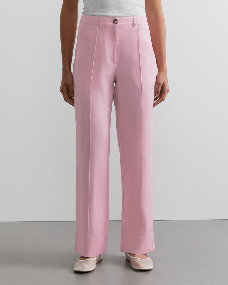 Kayla Linen Pintuck Pant in PINK
