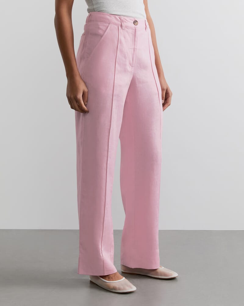 Kayla Linen Pintuck Pant in PINK