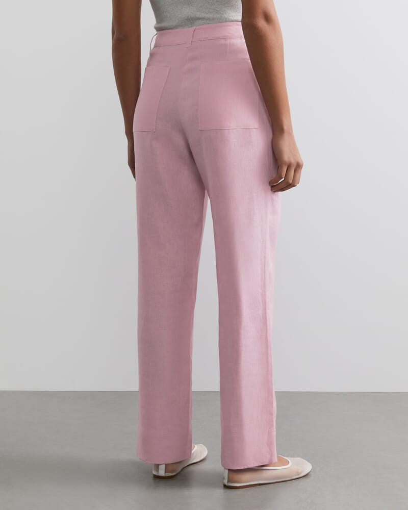 Kayla Linen Pintuck Pant in PINK