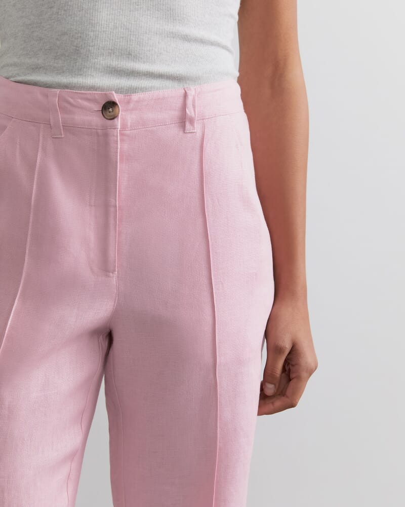 Kayla Linen Pintuck Pant in PINK