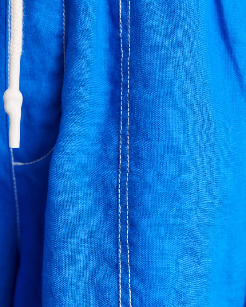 Gigi Linen Pull On Short in BRIGHT BLUE