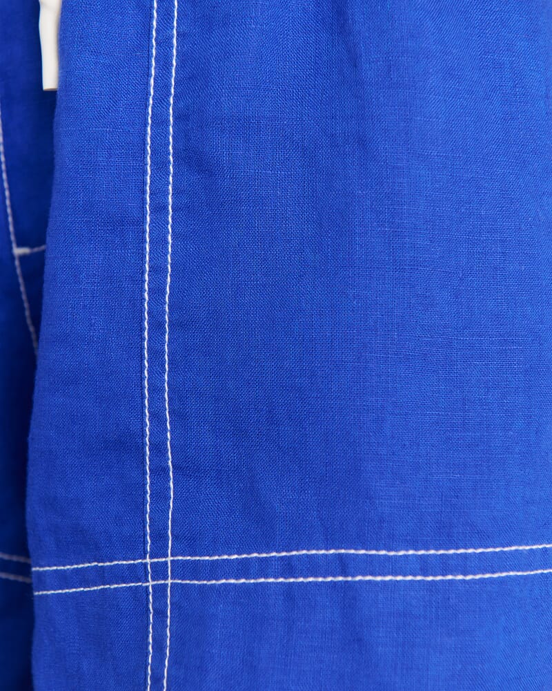 Gigi Linen Pull On Short in COBALT