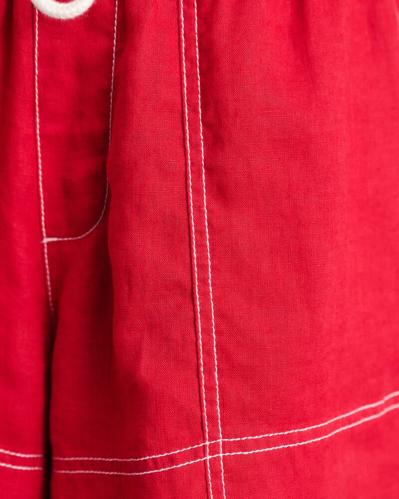 Gigi Linen Pull On Short in DEEP RED
