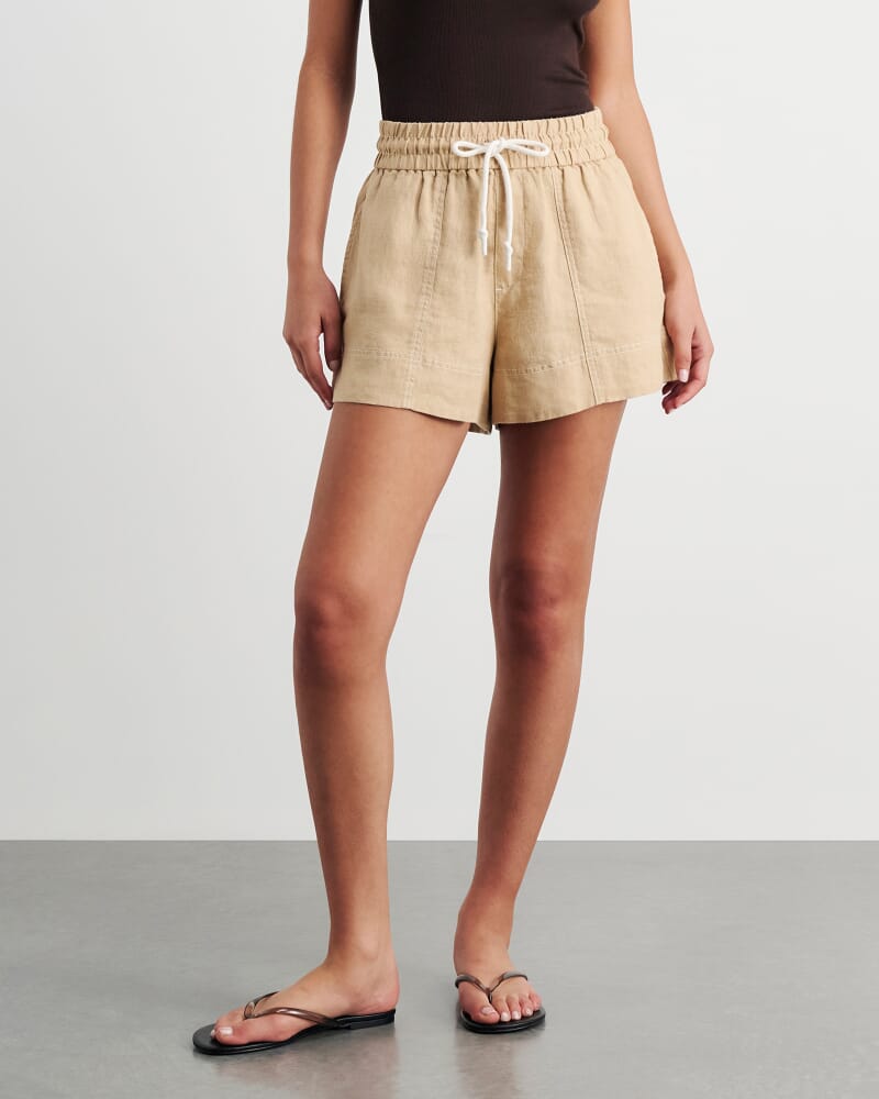 Gigi Linen Pull On Short in SAND